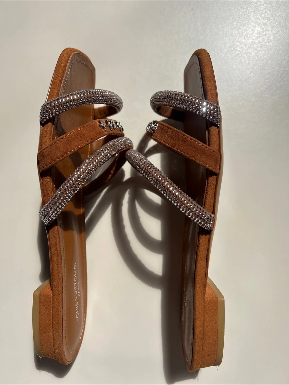 Louis Vuitton Brown Braided Crystal Slide Sandals